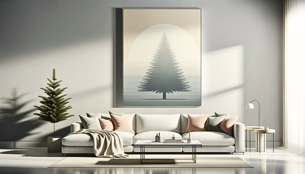 Cuadros con motivos navideños en el salón