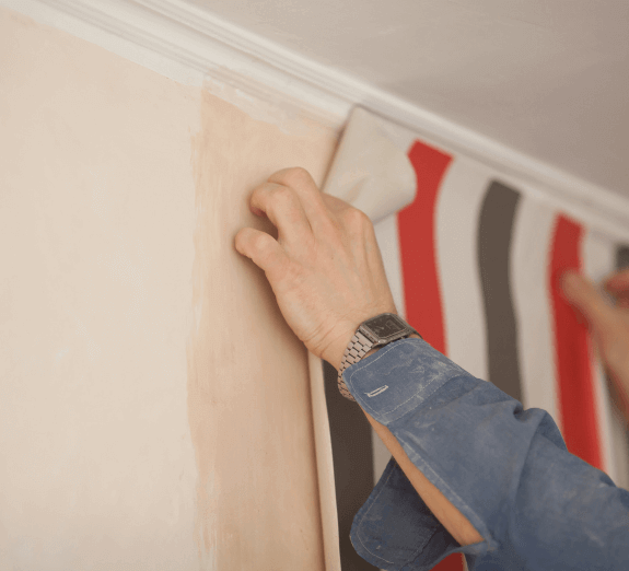 A man wallpaper with a stripe design of color gray and red