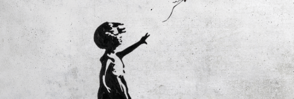 Chica grafitera con globo de Banksy