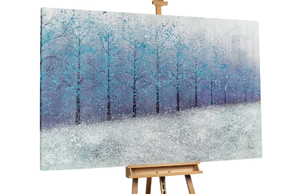 Cuadro al óleo XXL "Paseo por la nieve