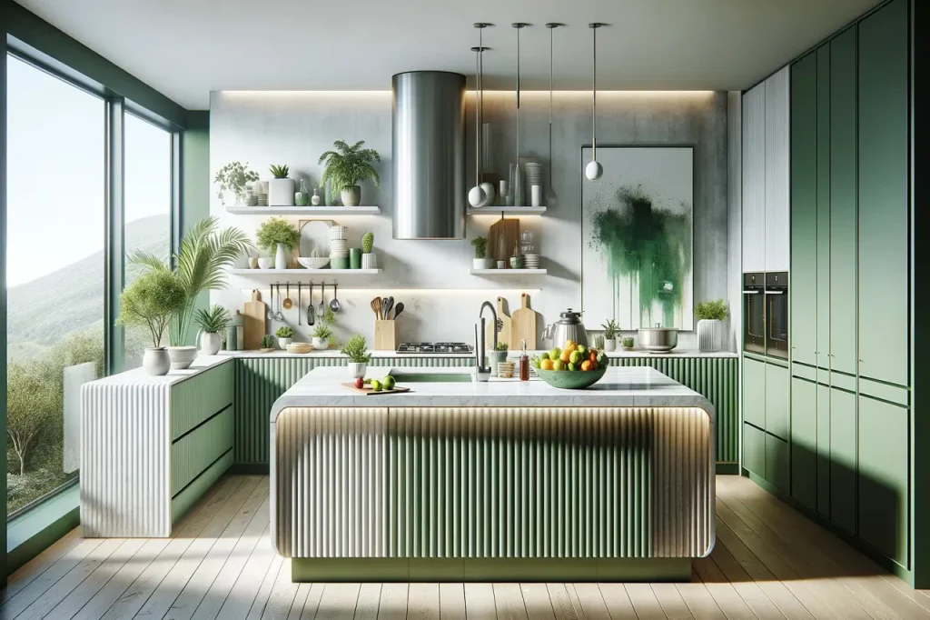 paleta de colores verde y blanco para la cocina