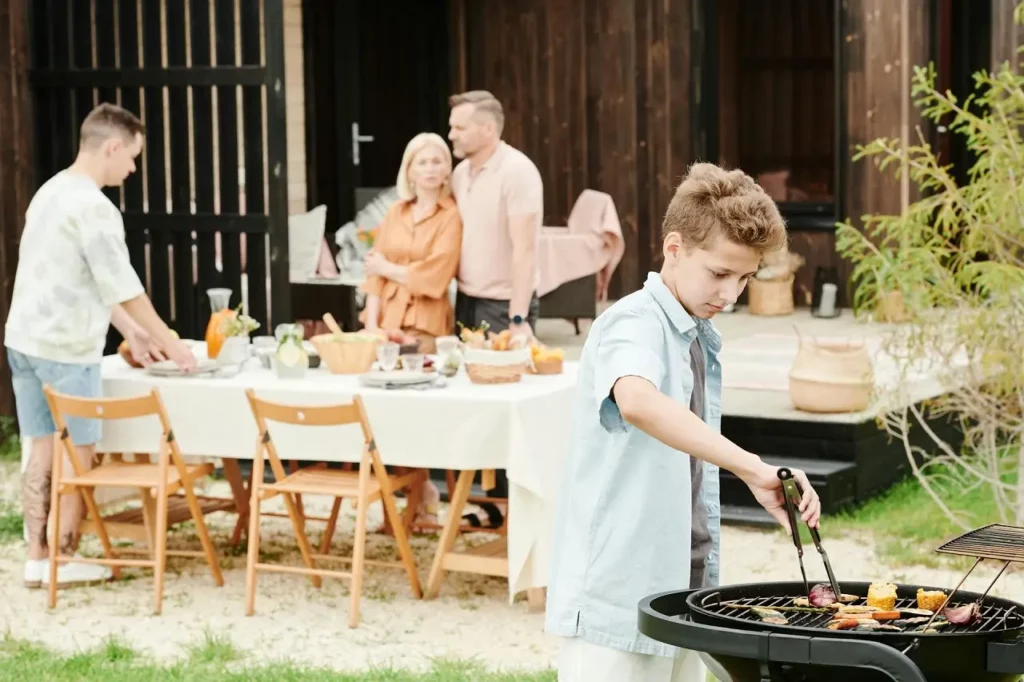 Pascua al aire libre con una parrilla