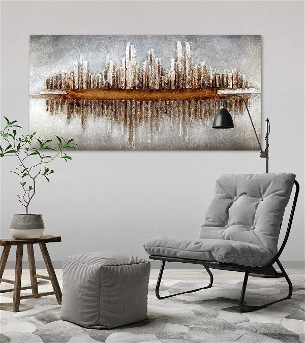 Arte mural en madera "Silueta de rascacielos