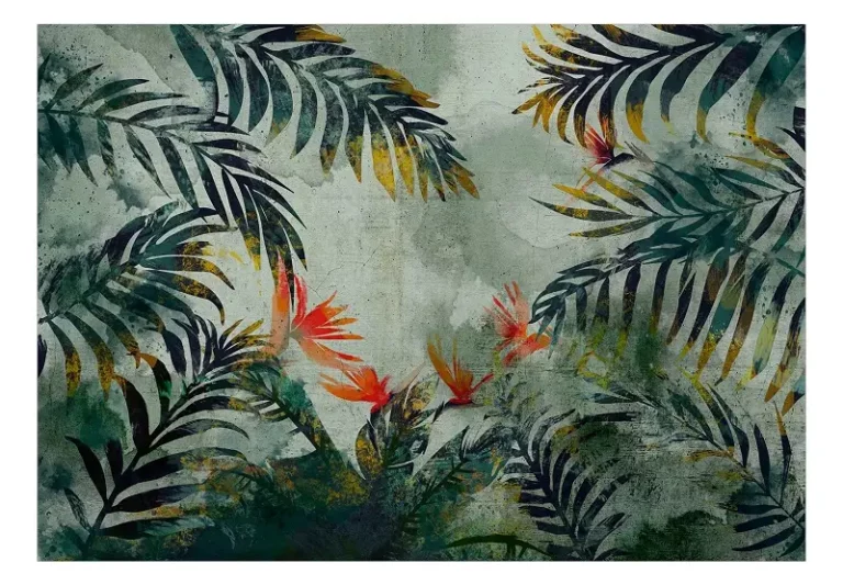 wandtapete-jungle-flowers
