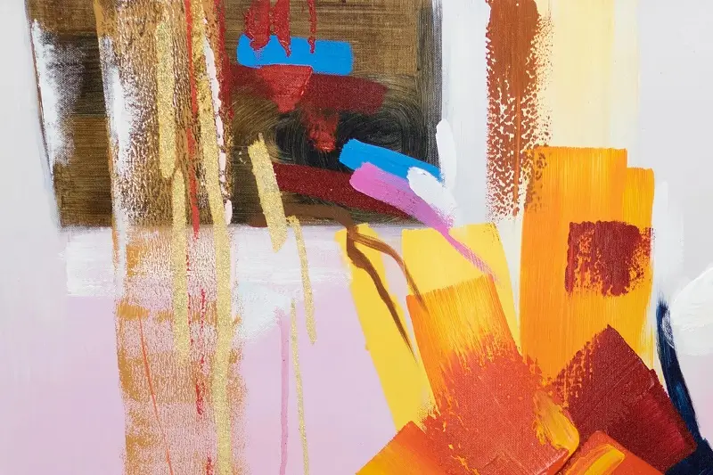 Hand-painted painting 'Passion of Colours' 80x80cm detailed image
