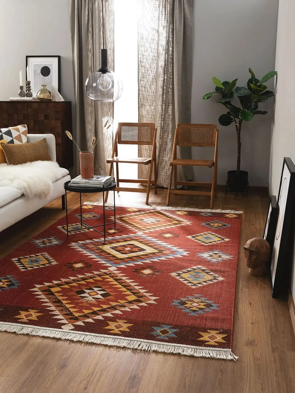 Alfombra de diseño 'Kira Red' 80x150cm | Estilo Moderno y Contemporáneo