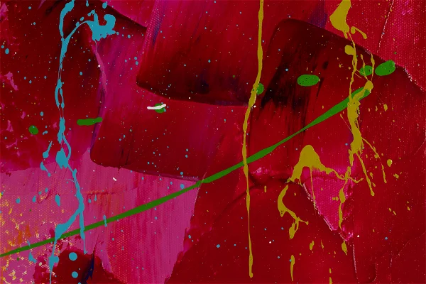 abstract art in pink yellow blue rainbow modern acrylic painting of Kenneth Zeng