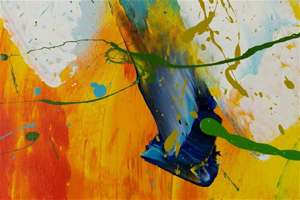 abstract art in pink yellow blue rainbow modern acrylic paintings by Kenneth Zeng