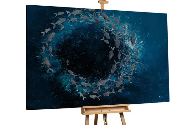 kl10570-fische-meerestiere-tuerkis-weiss-oel-gemaelde-oel-bilder-handgemalte-unikate-moderne-kunst-0001-01