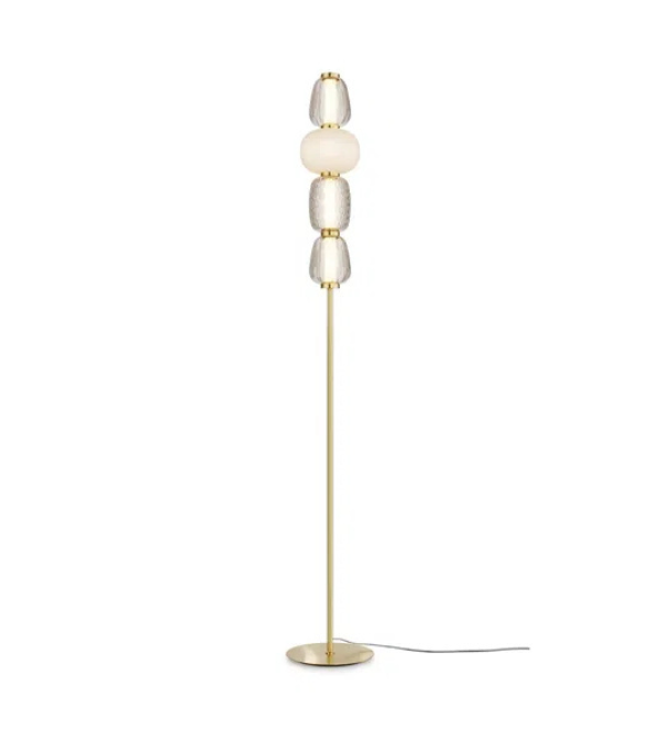 Gold floor lamp with three round lights – contemporary luxury style